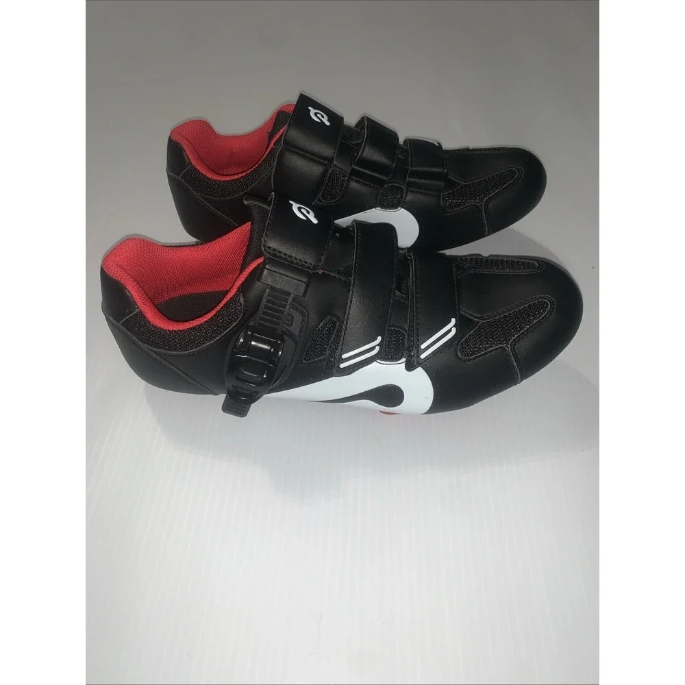 Peloton Cycling Bike Shoes Unisex EU 41 US MEN/8 WOMEN/10‎ Black White W/ Cleats